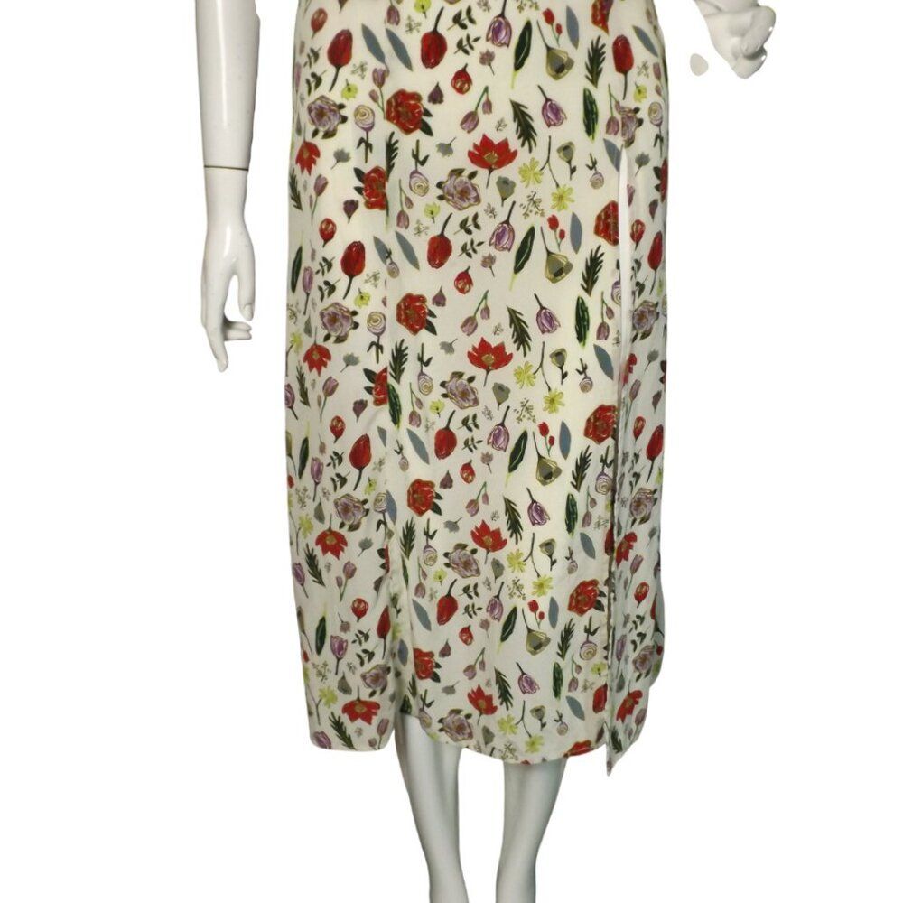 STONE COLD FOX Dress, 1/S, Silk Floral, Off Shoulder, HIGH slit/Vent, Midi, Zip - Picture 8 of 16